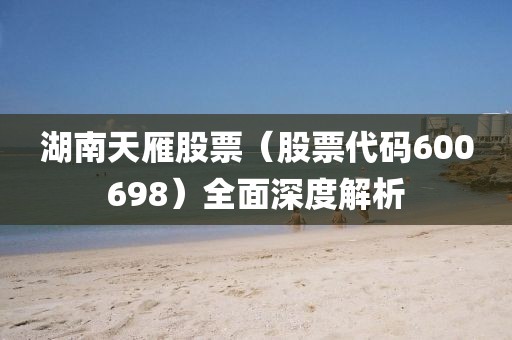 湖南天雁股票（股票代码600698）全面深度解析