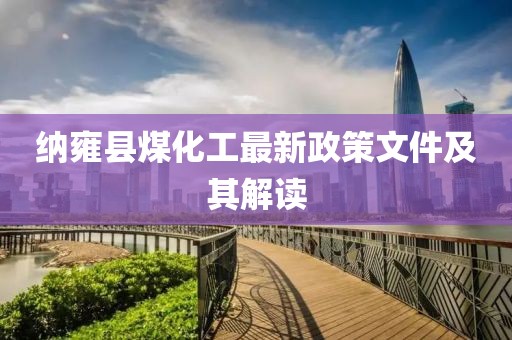纳雍县煤化工最新政策文件及其解读