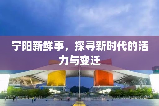 宁阳新鲜事，探寻新时代的活力与变迁