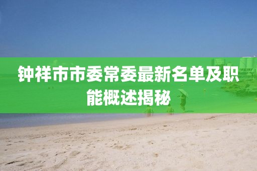 钟祥市市委常委最新名单及职能概述揭秘
