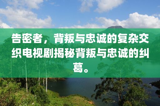 告密者，背叛与忠诚的复杂交织电视剧揭秘背叛与忠诚的纠葛。