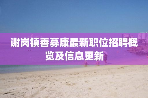 谢岗镇善募康最新职位招聘概览及信息更新