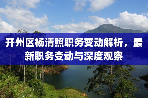 开州区杨清照职务变动解析，最新职务变动与深度观察