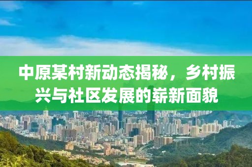 中原某村新动态揭秘，乡村振兴与社区发展的崭新面貌
