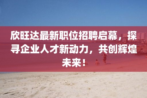 欣旺达最新职位招聘启幕，探寻企业人才新动力，共创辉煌未来！