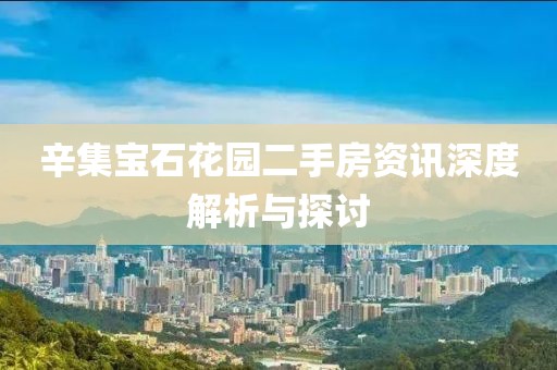 辛集宝石花园二手房资讯深度解析与探讨