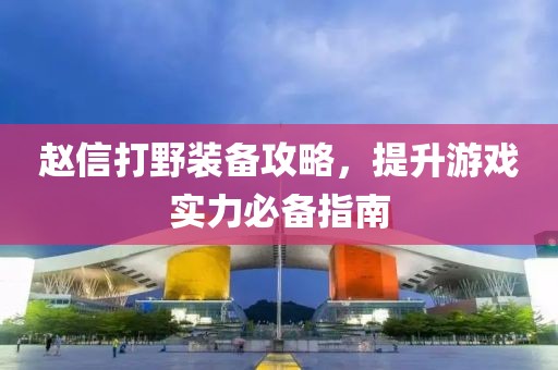 赵信打野装备攻略，提升游戏实力必备指南