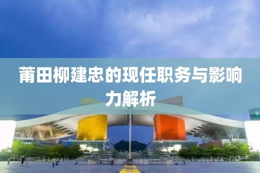 莆田柳建忠的现任职务与影响力解析