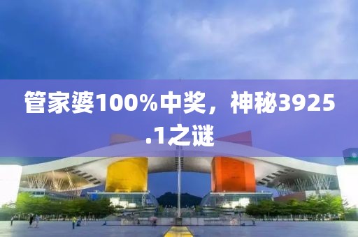 管家婆100%中奖，神秘3925.1之谜
