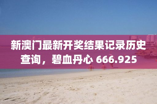 新澳门最新开奖结果记录历史查询，碧血丹心 666.925