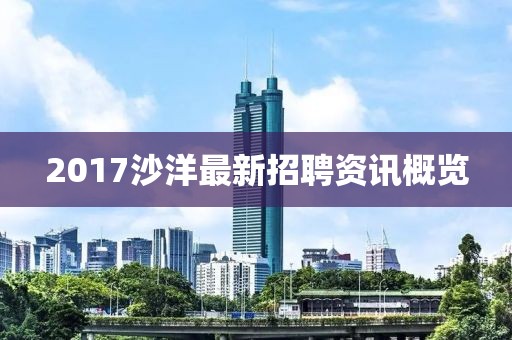 2017沙洋最新招聘资讯概览